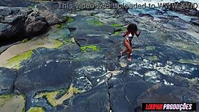 Brunette Dances On Beach Then Fucks Pussy And Ass