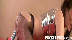 bound mandy bounces on a dildo in pantyhose bondage