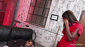 Ebony landlord swallows cum from horny tenant unable to pay rent!