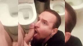 Adrian sucks cock in the shopping mall bathroom