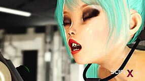 i'm the busty girl in cuffs getting fucked hard by that sex robot in the lab