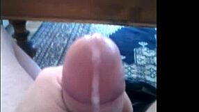 European guy cums twice in one explosive shot, solo masturbation with cock!