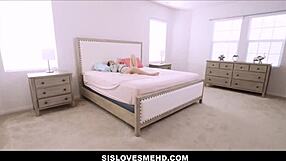 Sexy stepsister fucking her stepbrother and beautiful petite teen with shaved pussy