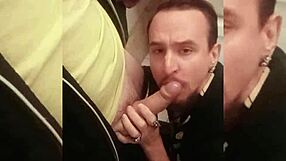 Adrian sucks cock in the shopping mall bathroom