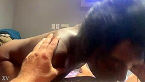 Thin black girl teases small white cock sucking