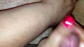Red Nail Wife Teases Cock and Balls with Skilled Handjob, No Cumshot Yet.