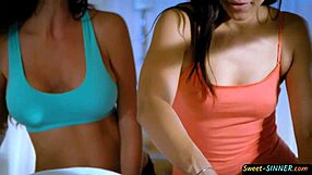 Hot brunette masseuse MILF rides client in taboo cowgirl fantasy