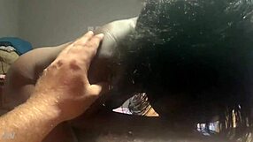 Thin black girl teases small white cock sucking