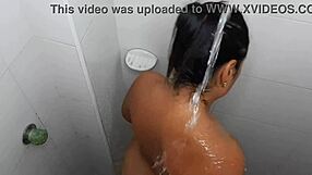 Watch Me Spy on My Horny Latina Stepmom Showering!