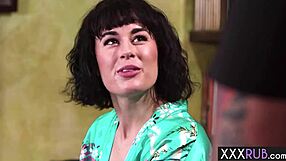 i'm a horny milf massaging this client's big cock