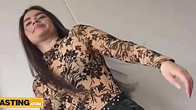 Watch this cute brunette babe get her ass clapped hard by the casting director.