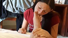 Lesbian illusion girls explore foot fetish in a steamy POV session.