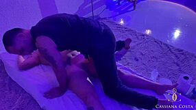 latina tattooed beauty builds orgasm tension during homemade massage session