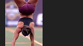 Ebony fitness queen displays her athletic ass in raw action.