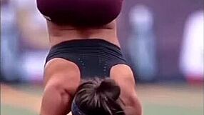 Ebony fitness queen displays her athletic ass in raw action.