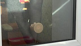 Fot Hosebaba – Foot fetish MILF masturbating outside the window