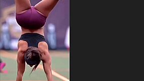 Ebony fitness queen displays her athletic ass in raw action.