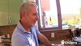 Ariana grand eagerly takes an older man's thick cock deep into her tight petite pussy, choking and gagging before a massive cumshot