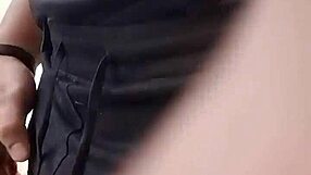 culotte style skirt worn by amateur in homemade pov scene