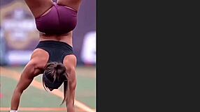 Ebony fitness queen displays her athletic ass in raw action.