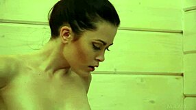 Petite Ukrainian Brunette Amelie B Enjoys Wet Shower Solo. Hairless And Petite In European Softcore Scene.