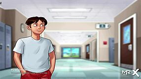 summertimesaga - drawing challenge leads to creampie and masturbation in hentai game