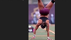 Ebony fitness queen displays her athletic ass in raw action.