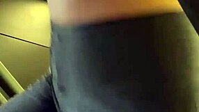 Athletic red-haired fitness slut gets licked in public outdoor pussy