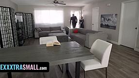 Exxxtra Small Presents Lola Fae and Chris Epic in Deepthroat Action. Petite Star Gags on Monster Cock.