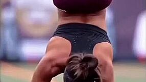 Ebony fitness queen displays her athletic ass in raw action.