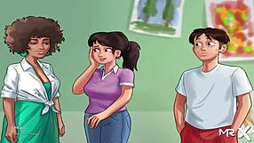 summertimesaga - drawing challenge leads to creampie and masturbation in hentai game