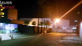 Bent over in public Spain, flashing tits and ass