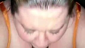 Watch this milf give sloppy head to her son-in-law?