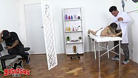 barbara alves sneaks another dick massage behind her husband's back, bending over for doggystyle action