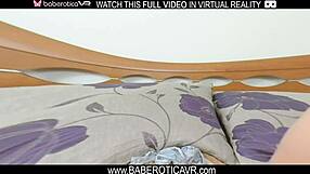 Solo brunette Katty West rubs her shaved pussy in VR close-up