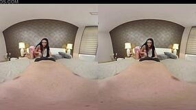 Teen Avatar brunette: Nameless brunette teen Anna Rose receives a crazy virtual reality sex adventure