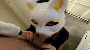 Perverted Japanese Wife Blowjob and Creampie in Garage During Break