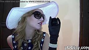 Amateur in dress gloves glasses fucked hard