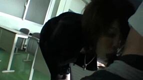 Petite Japanese Babe Sucks Cock Outdoors in Fetish Cum Play