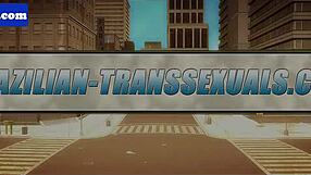 look at that busty latina tranny dancing around the pole