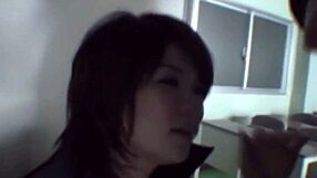 Petite Japanese Babe Sucks Cock Outdoors in Fetish Cum Play