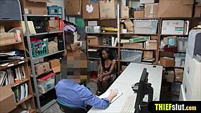 Hot Ebony Teen Punished and Fucked on CCTV After Shoplifting