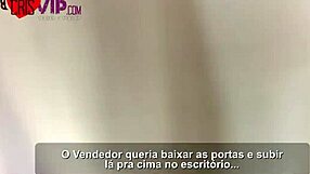 cristina almeida takes dick bareback and swallows cum from salesman, cuckold husband filming 😈