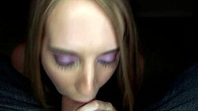 Cute blonde sucks amateur cock hard
