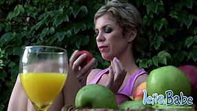 leila babe does a striptease, showing her medium tits and pussy in the limousine