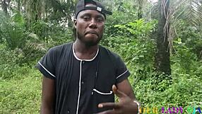The black beauty strips and goes wild to get dirty for the best outdoor sex tour with the dark skinned big black cock
