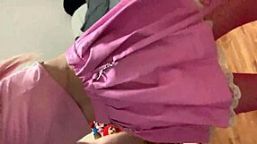 Skinny teen rips clothes in fishnets