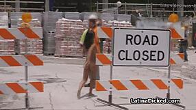 banging a flashing busty latina teen in public