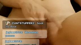 blonde wife with big tits fingering her ass on live cam