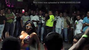 i saw this sexy latina strip naked at the club, ripping her clothes off while dancing.